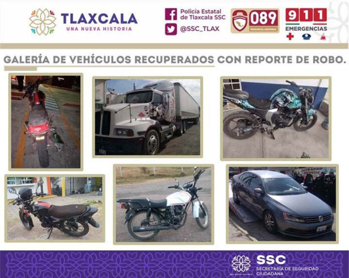 SSC Recuperó Seis Unidades Vehiculares con Reporte de Robo - AlternativaTlx