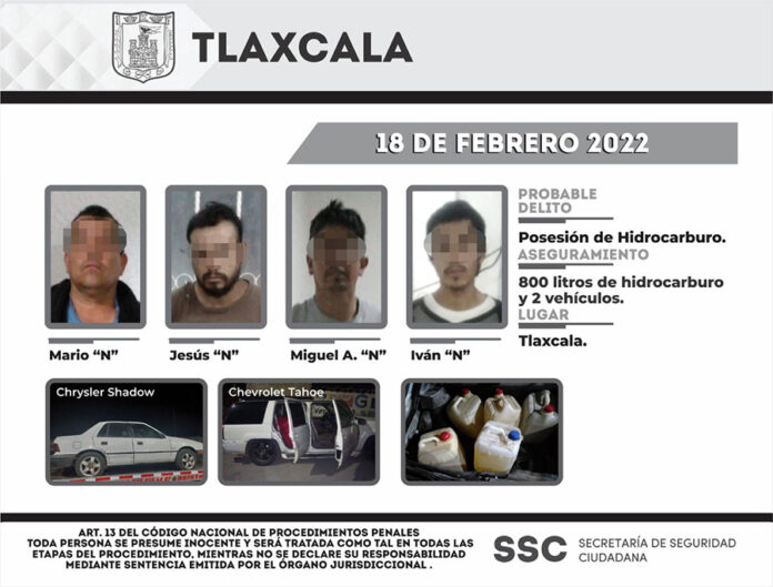 Autoridades Detienen a Cuatro Personas y Asegura Dos Unidades con Hidrocarburo - AlternativaTlx