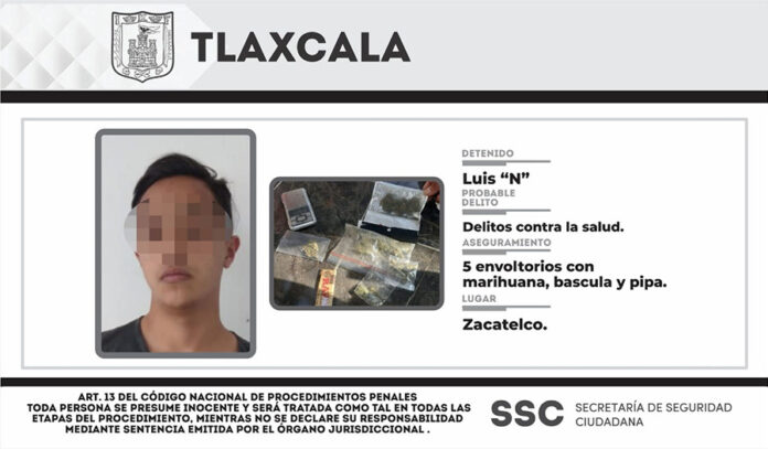 Policía Estatal Detiene en Zacatelco a Presunto Responsable de Delitos Contra la Salud - AlternativaTlx
