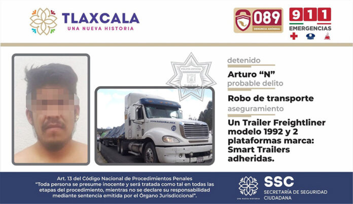 Ssc Detiene en Yauhquemehcan a Presunto Responsable de Robo de Vehículo de Carga - AlternativaTlx