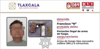 SSC Detiene en Apizaco a Presunto Responsable de Portación Ilegal de Arma de Fuego