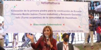 Colocó Gobernadora Lorena Cuéllar Primera Piedra para la Construcción de Escuela Primaria en Aquiahuac - AlternativaTlx