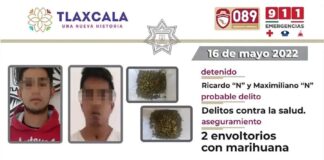 La SSC Detiene en San Benito Xaltocan a Dos Sujetos por Posesión de Marihuana