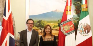 Recibe Gobernadora Lorena Cuéllar a Embajador de Reino Unido en México; Estrecharon Lazos de Cooperación