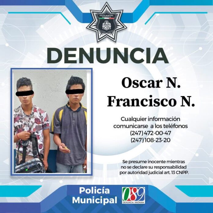 Pone a Disposición Policía de Huamantla a Dos Asaltantes Ante el Ministerio Público