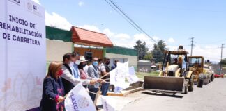 Gobernadora Lorena Cuéllar Dio Banderazo Inicial a Obras Carreteras en Huamantla