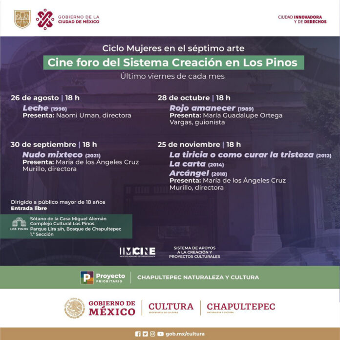 El Sistema de Apoyos a la Creación y Proyectos Culturales Invita a su Cine Foro, con el Ciclo “Mujeres en el Cine”, en Los Pinos - AlternativaTlx