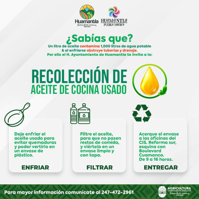 Anuncia Ayuntamiento de Huamantla Campaña de Recolección de Aceite - AlternativaTlx