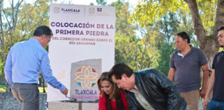 Colocó Gobernadora Lorena Cuéllar Primera Piedra del Corredor Urbano sobre el Río Zahuapan - AlternativaTlx