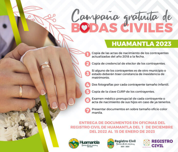 Tienen Parejas hasta el 15 de Enero para Entregar sus Documentos en la Campaña Gratuita de Bodas Civiles - AlternativaTlx