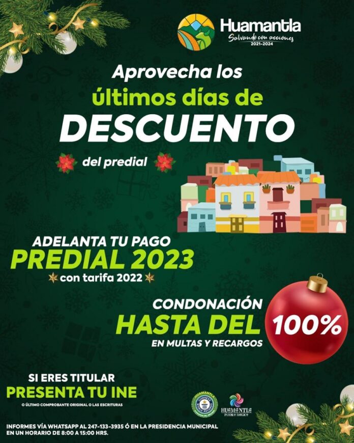 Invita Ayuntamiento de Huamantla a Aprovechar Últimos Días de Descuentos en Pago Anticipado de Predial 2023 - AlternativaTlx