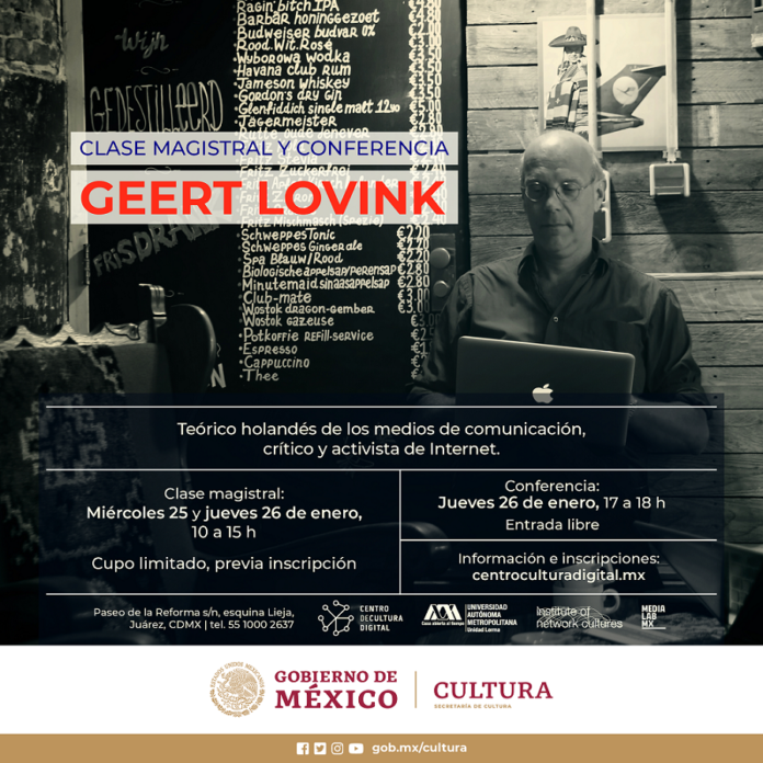 El CCD Invita a la Clase y Conferencia Magistral de Geert Lovink - AlternativaTlx