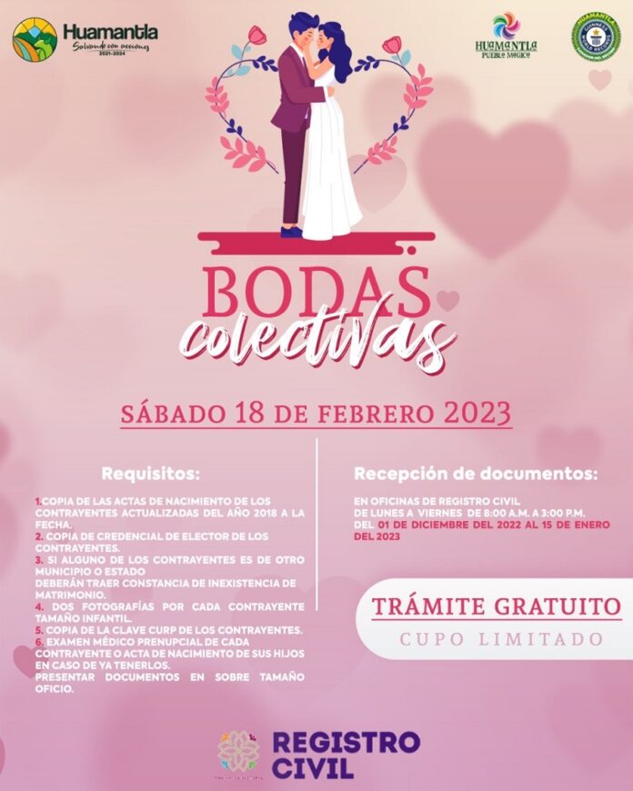 Últimos Días para Registrarse en la Campaña Gratuita de Bodas Civiles en Huamantla - AlternativaTlx