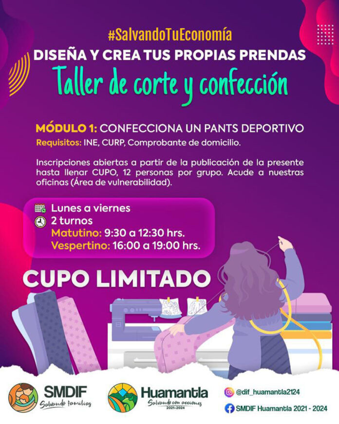 Invita SMDIF Huamantla a Participar en el Taller de Corte y Confección - AlternativaTlx