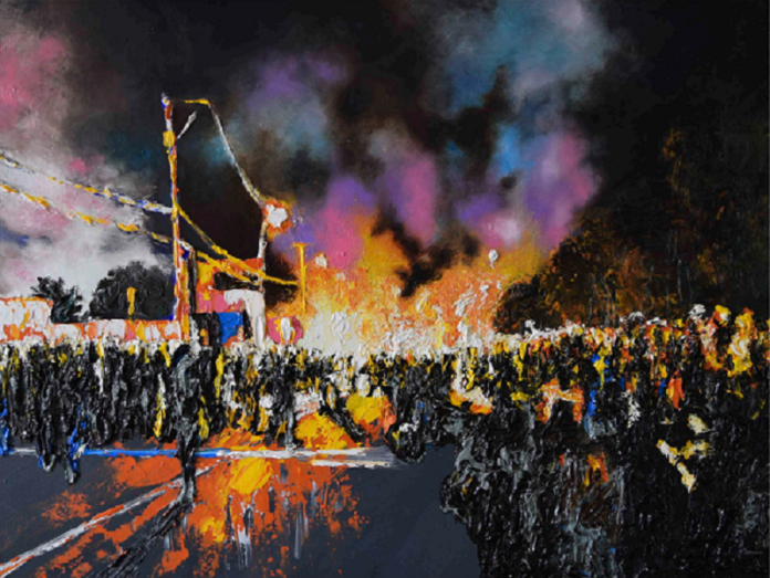 El Trabajo Pictórico de Samara Colina busca Reinterpretar las Multitudes en Medio de las Protestas - AlternativaTlx