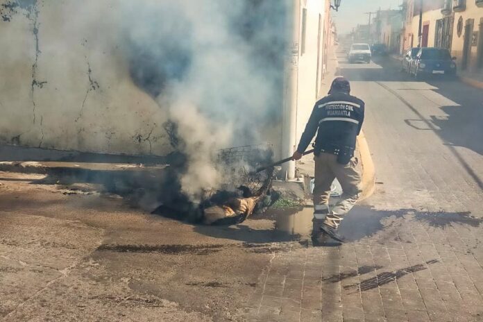 Sofoca Protección Civil de Huamantla Incendio en Pila de Basura en Vía Pública - AlternativaTlx