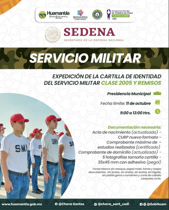 Ayuntamiento de Huamantla Convoca a Todos los Jóvenes a Tramitar su Cartilla de Servicio Militar Nacional - AlternativaTlx