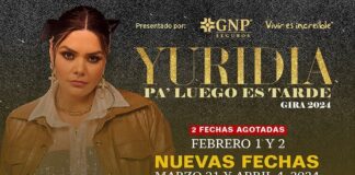 GNP Seguros Presenta: Yuridia Agota las Primeras Dos Fechas en el Coloso de Reforma de su Gira Pa’ Luego Es Tarde y Anuncia Dos Más. - AlternativaTlx