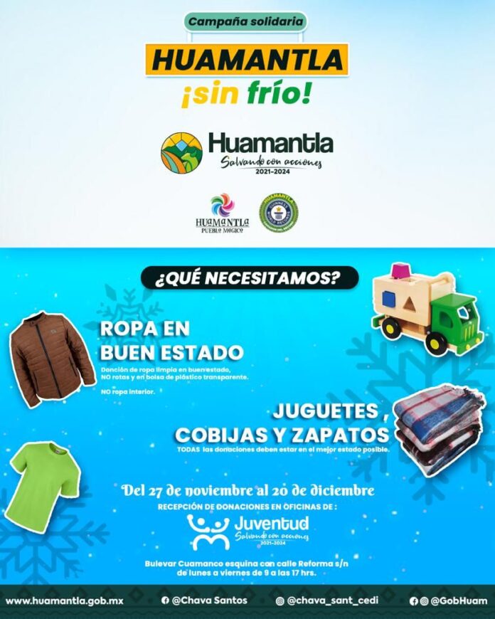 Invita Coordinación de la Juventud a Sumarse a la Campaña “HUAMANTLA SIN FRÍO”. - AlternativaTlx