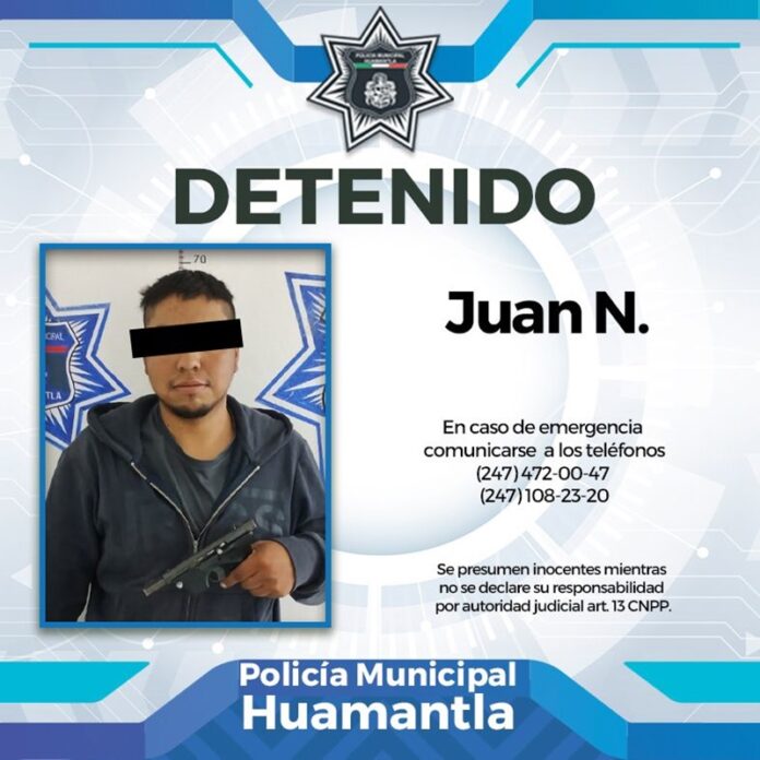 Policía de Huamantla Asegura a Sujeto que Portaba un Arma de Fuego sin Permiso -AlternativaTlx