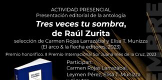 Presentarán en la Casa Marie José y Octavio Paz la Antología “Tres Veces tu Sombra” (El Arco y la Flecha Editores, 2023), de Raúl Zurita. - AlternativaTlx