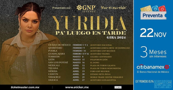 Yuridia llegará a diferentes plazas de México con su nueva gira. - AlternativaTlx Yuridia llegará a diferentes plazas de México con su nueva gira. - AlternativaTlx