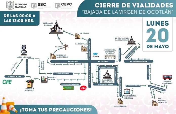Advierte SSC Sobre Cierres Viales por Bajada de la Virgen de Ocotlán -AlternativaTlx