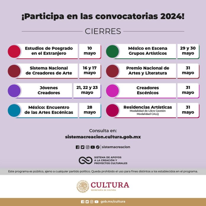 Últimos Días para Participar en Convocatorias del Sistema Creación Edición 2024 -AlternativaTlx