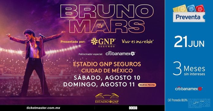Bruno Mars Dará Segundo Concierto en Estadio GNP Seguros -AlternativaTlx