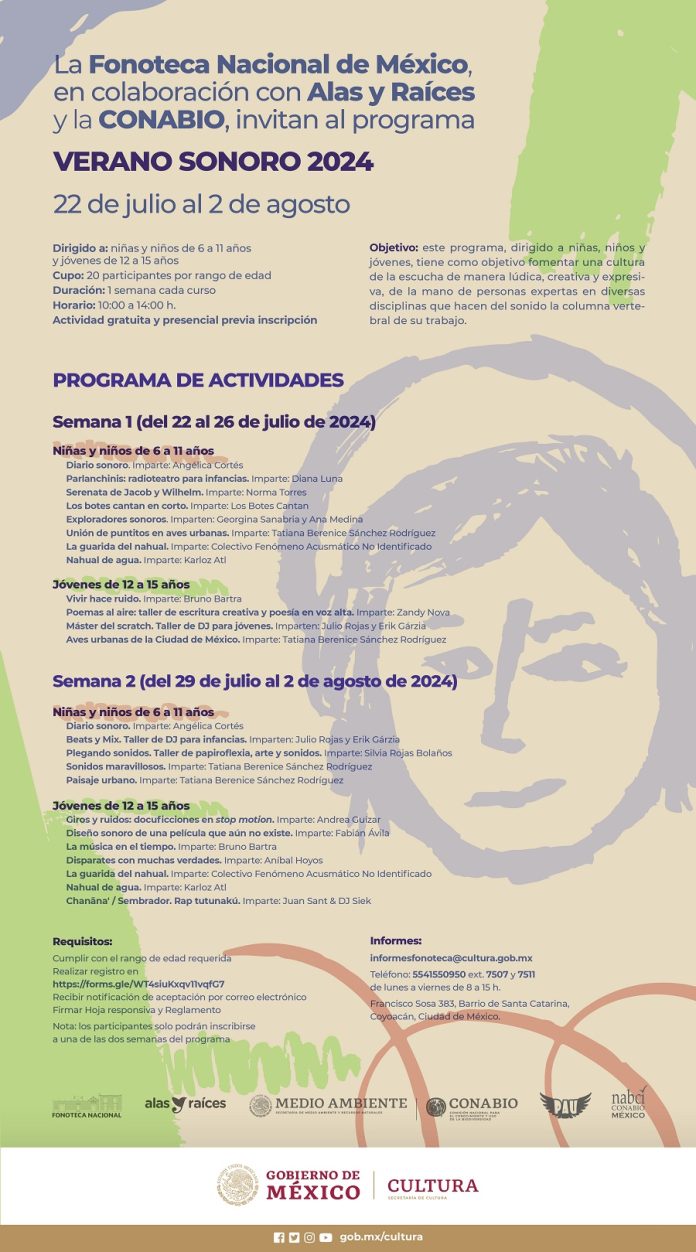 Se Abre Registro para el Programa Verano Sonoro 2024 en la Fonoteca Nacional -AlternativaTlx Se Abre Registro para el Programa Verano Sonoro 2024 en la Fonoteca Nacional -AlternativaTlx