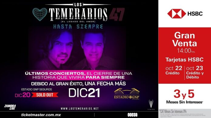 Debido al Gran Éxito, Los Temerarios Darán un Segundo Concierto de Despedida -AlternativaTlx