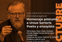 En la Casa Marie José y Octavio Paz, se Rendirá Homenaje Póstumo al Poeta Ursus Sartoris -AlternativaTlx