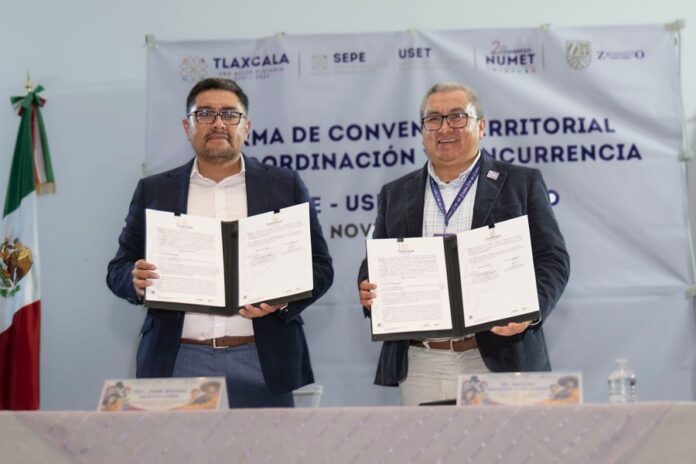 Firma de Convenio con SEPE - USET para el Fortalecimiento de la Educación en Zacatelco -AlternativaTlx