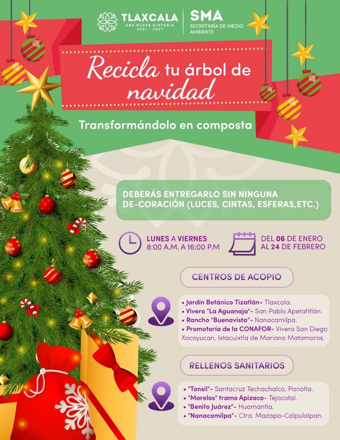 Inicia SMA Campaña de Acopio “Recicla tu Árbol de Navidad” -AlternativaTlx