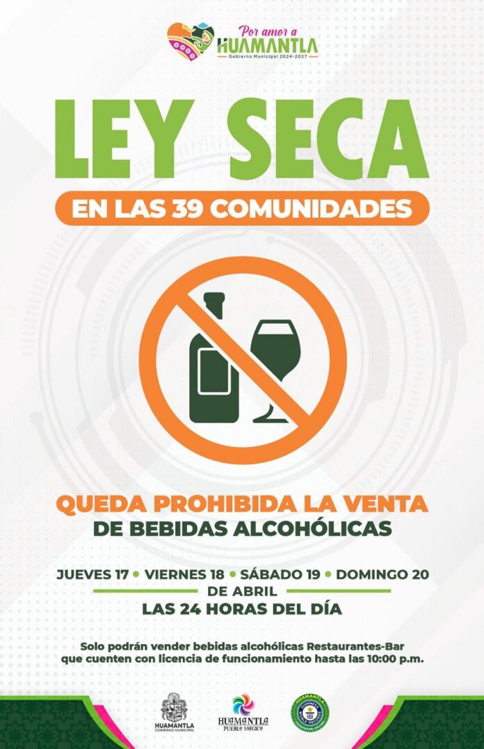 Cabildo de Huamantla Aprueba Ley Seca en la Cabecera y 39 Comunidades Durante Semana Santa Del 17 al 20 de Abril Cabildo de Huamantla Aprueba Ley Seca en la Cabecera y 39 Comunidades Durante Semana Santa: Del 17 al 20 de Abril- AlternativaTlx