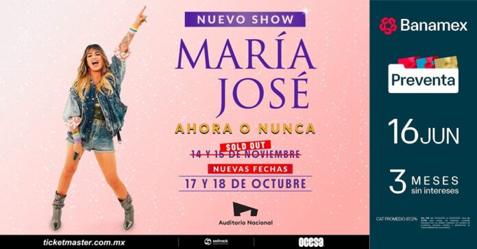 María José suma dos fechas más a su nueva gira Ahora o Nunca - AlternativaTlx