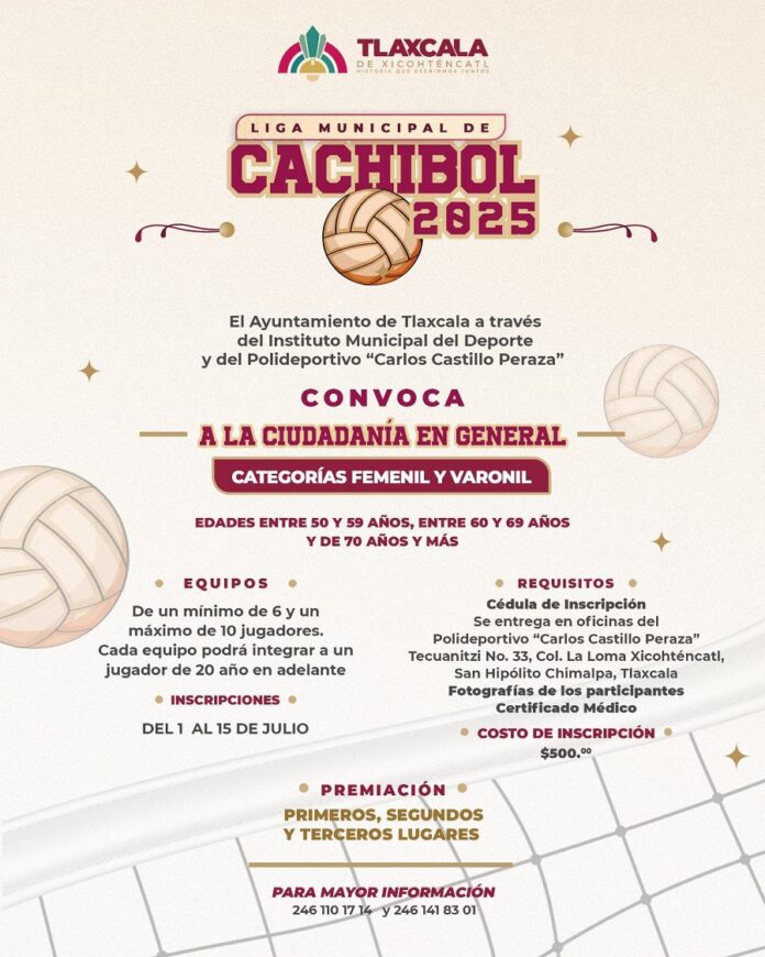 Convoca Ayuntamiento de la Capital a Adultos y Adultos Mayores a Integrarse a la Liga Municipal de Cachibol 2025- AlternativaTlx 