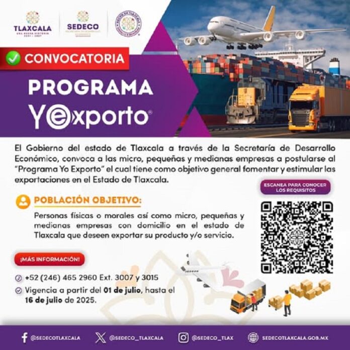 SEDECO Lanza Programa “Yo Exporto” para Fortalecer a Emprendedores y MIPyMES de Tlaxcala- AlternativaTlx SEDECO Lanza Programa “Yo Exporto” para Fortalecer a Emprendedores y MIPyMES de Tlaxcala- AlternativaTlx