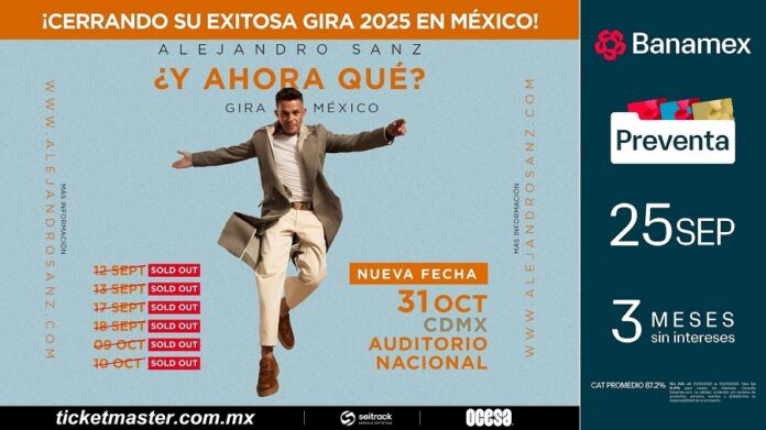 Alejandro Sanz Abre Una Fecha Más en Auditorio Nacional Tras 6 Sold Out - AlternativaTlx