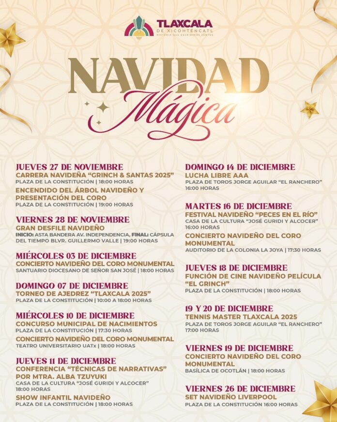 Ayuntamiento de Tlaxcala Inicia Hoy la “Navidad Mágica 2025” con Encendido del Árbol y Un Amplio Programa de Actividades - AlternativaTlx
