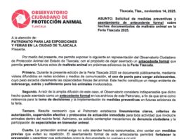 OCPA Entrega Escrito al Patronato para Fortalecer Medidas de Bienestar Animal en Futuras Ediciones de la Feria de Tlaxcala - AlternativaTlx